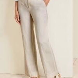 Garnet Hill Classic 100% European Flax Linen Trousers Size 2